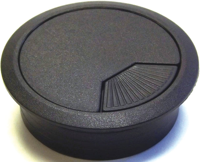 Jandorf Desk Grommet, 2-3/8 in Dia Cable, ABS, Black #61610 Jandorf