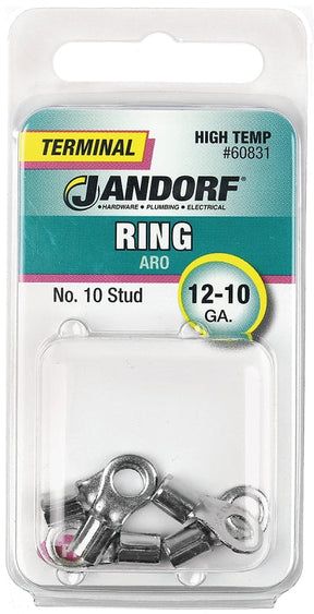 Jandorf Ring Terminal, 12 to 10 AWG Wire, #10 Stud #60831 Jandorf