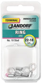 Jandorf Ring Terminal, 22 to 18 AWG Wire, #10 Stud, Copper Contact #60969 Jandorf