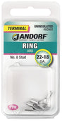 Jandorf Ring Terminal, 22 to 18 AWG Wire, #8 Stud, Copper Contact #60968 Jandorf
