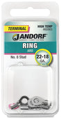 Jandorf Ring Terminal, 22 to 18 AWG Wire, #8 Stud, Pink #60965 Jandorf