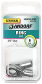 Jandorf Ring Terminal, 6 AWG Wire, 3/8 in Stud #60788 Jandorf