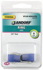 Jandorf Ring Terminal, 6 AWG Wire, 3/8 in Stud, Nylon Insulation, Copper Contact, Blue #60785 Jandorf