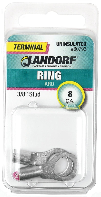 Jandorf Ring Terminal, 8 AWG Wire, 3/8 in Stud #60793 Jandorf
