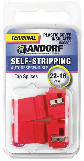 Jandorf Terminal, 22 to 16 AWG Wire, Plastic Insulation, Red, 2/PK #60802 Jandorf