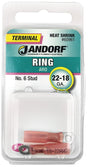 Jandorf  Ring Terminal, 22 to 18 AWG Wire, #6 Stud, Pink #60961 Jandorf