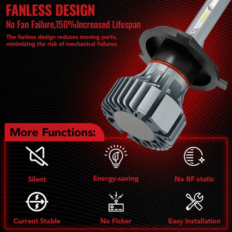 H4/9003/HB2 LED Headlight Bulbs 120W 6500K ‎‎22000LM White Dual-function 2Pcs Flashark