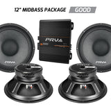 PRV Audio 3000W 12-inch Woofer and Amplifier Bundle 4-Pack