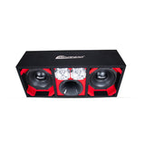 KTPON-208RED / DUAL 8'' RED/BLACK ENCLOSED LOADED PORTED BOX (Tweeters + Driver) COMANDO