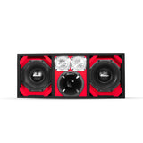 KTPON-208RED / DUAL 8'' RED/BLACK ENCLOSED LOADED PORTED BOX (Tweeters + Driver) COMANDO