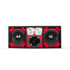KTPON-208RED / DUAL 8'' RED/BLACK ENCLOSED LOADED PORTED BOX (Tweeters + Driver) COMANDO