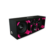 KTPON-210PINK / DUAL 10" PINK/BLACK LOADED PORTED BOX (With Tweeters + Driver) Comando Audio Inc.