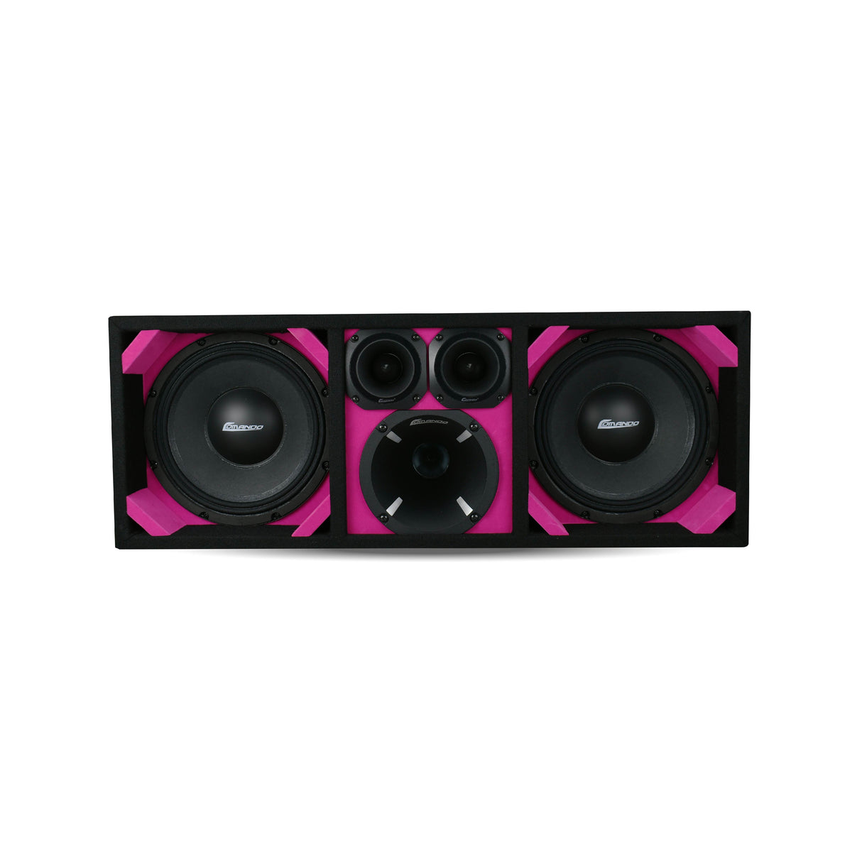 KTPON-210PINK / DUAL 10" PINK/BLACK LOADED PORTED BOX (With Tweeters + Driver) Comando Audio Inc.