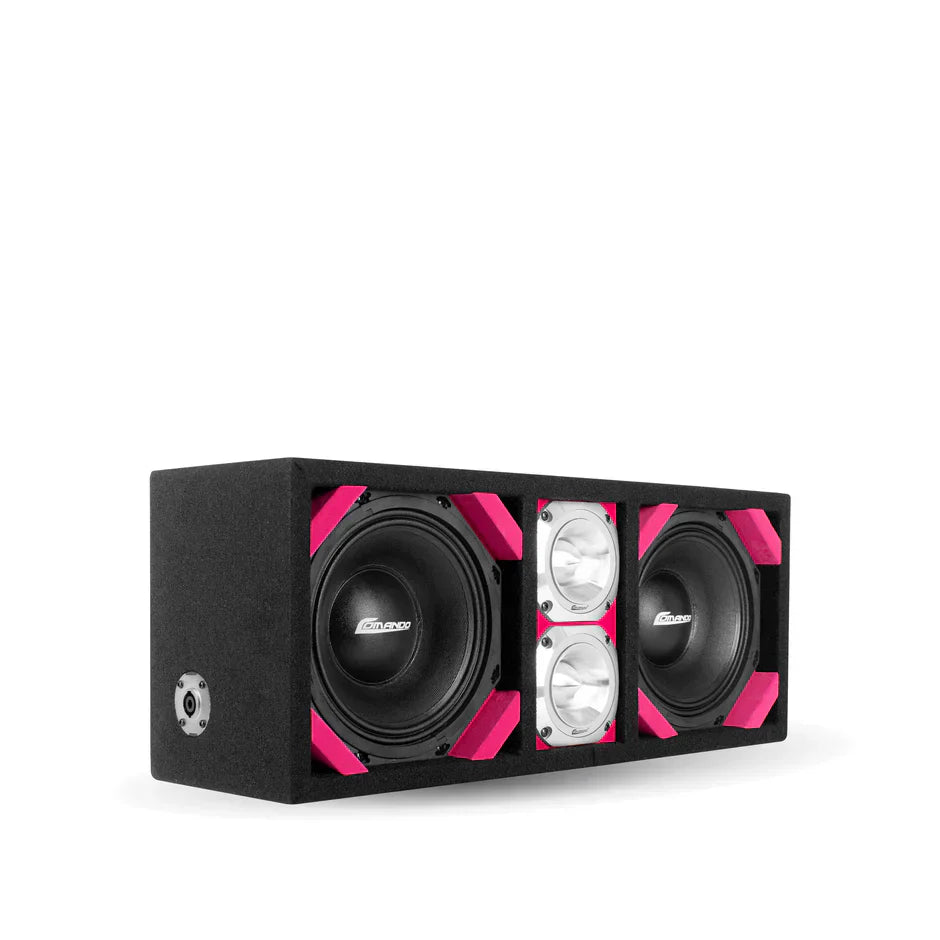 KTPONV2-208PINK / DUAL 8" PINK LOADED PORTED BOX + 2 TWEETER COMANDO