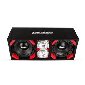 KTPONV2-208RED / DUAL 8" RED LOADED PORTED BOX + 2 TWEETER COMANDO