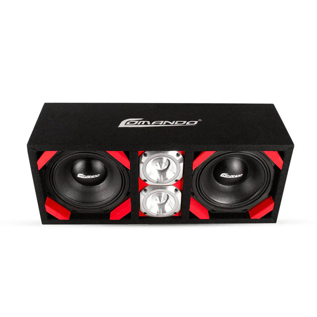 KTPONV2-208RED / DUAL 8" RED LOADED PORTED BOX + 2 TWEETER COMANDO