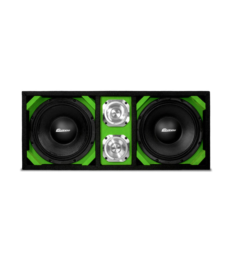 KTPONV2-210LIME / DUAL 10" LIME LOADED PORTED BOX + 2 TWEETER Comando Audio Inc.