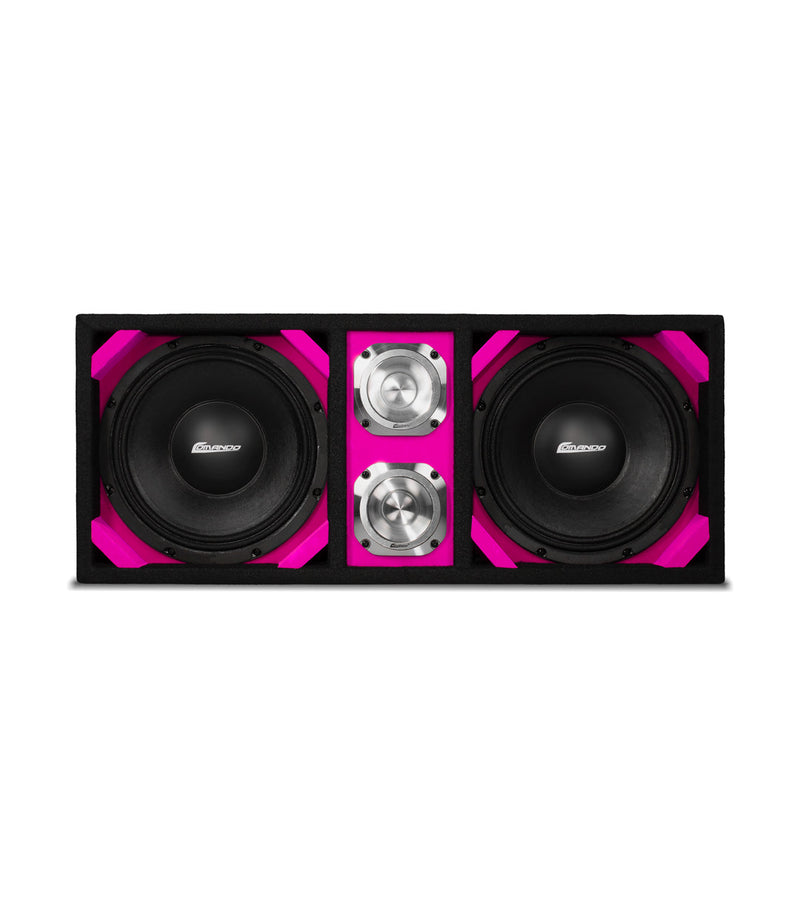 KTPONV2-210PINK / DUAL 10" PINK LOADED PORTED BOX + 2 TWEETER Comando Audio Inc.