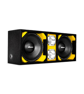KTPONV2-210YELLOW / DUAL 10" YELLOW LOADED PORTED BOX + 2 TWEETER Comando Audio Inc.