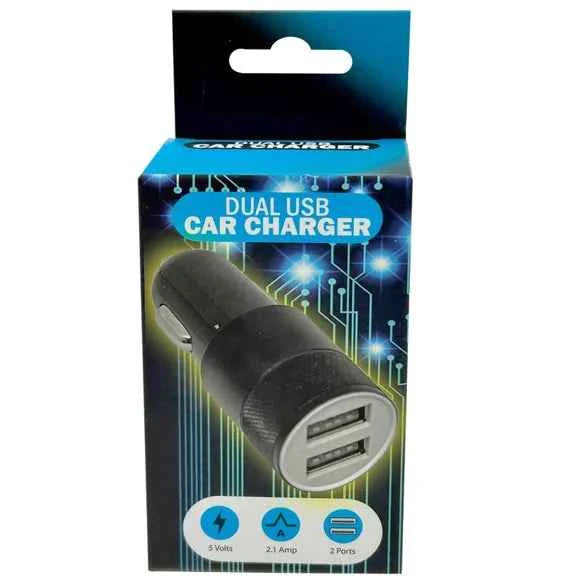 2.1 Amp Output 2 USB Black Port Car Charger TekShack