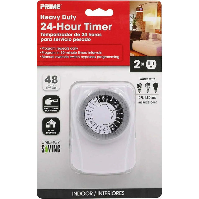 Prime Wire TNI2423 Timer Wall Tap - 24 Hour Programmable 2-Outlet TekShack