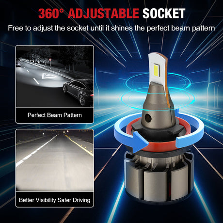 L2 H11 H8 H9 LED Headlight Bulbs 100W 6000K ‎‎‎13000LM White 2Pcs | Flashark Flashark