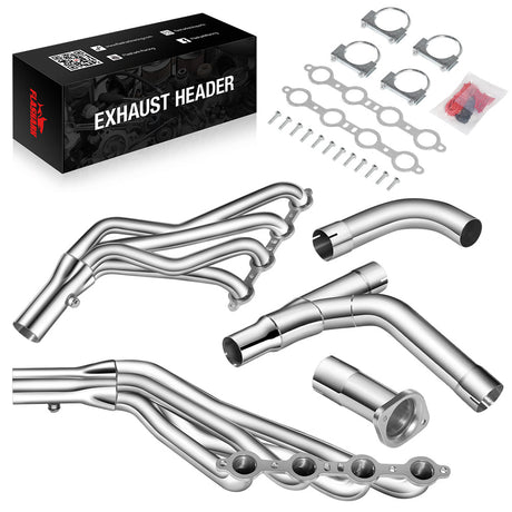 Long Tube Headers & Y-Pipe for 1999-2006 Chevy / GMC Silverado / Avalanche / Sierra 1500 4.8L / 5.3L / 6.0L Vortec with Optional Cold Air Intake Flashark