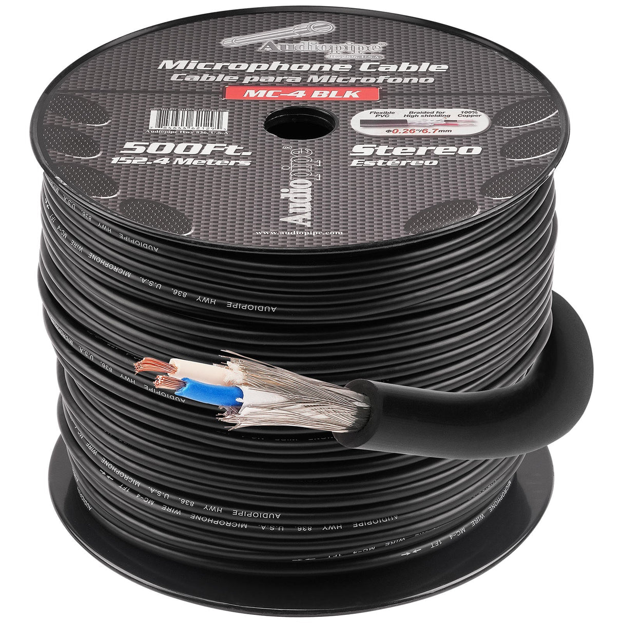 500 Ft Microphone Cable (MC-4 BLK) Audiopipe