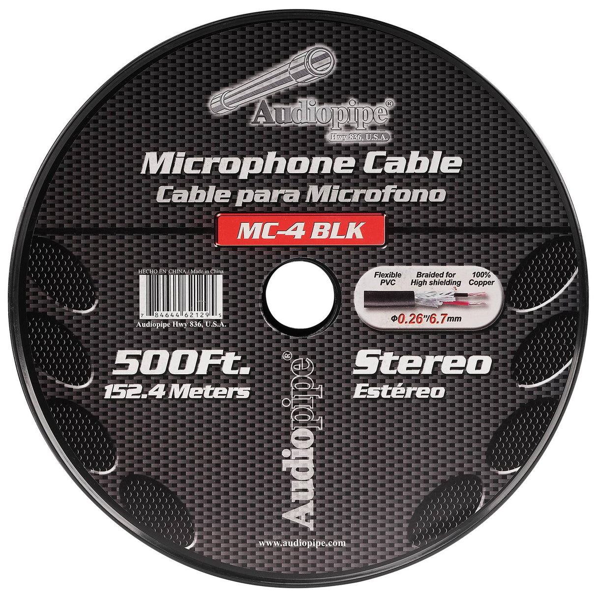 500 Ft Microphone Cable (MC-4 BLK) Audiopipe