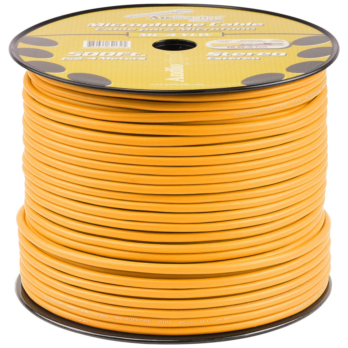 500 Ft Microphone Cable (MC-4 YLW) Audiopipe