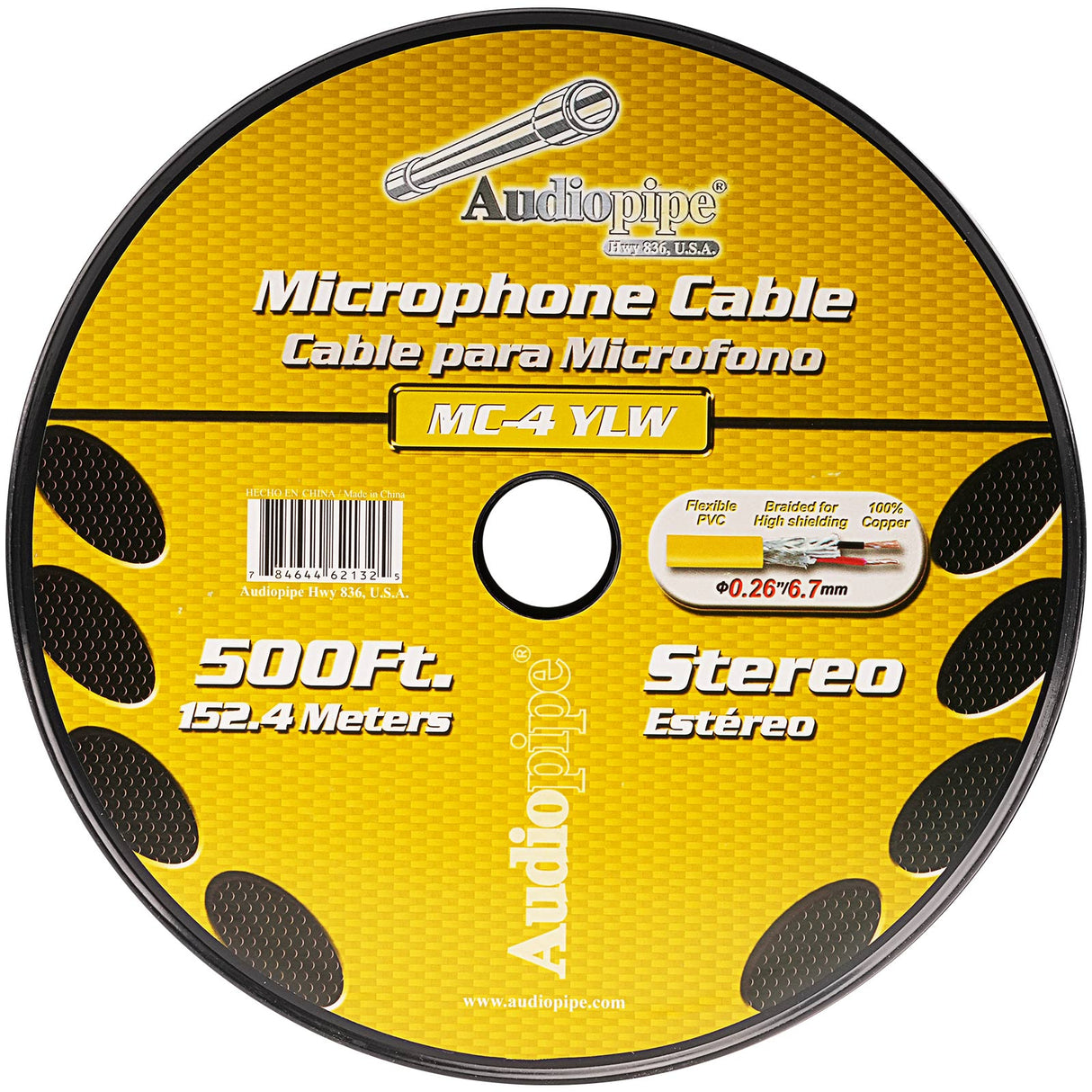 500 Ft Microphone Cable (MC-4 YLW) Audiopipe