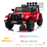Jeep Kids Ride On Car with Parent Remote Control, Customizable Stickers, and LED Lights - 12V