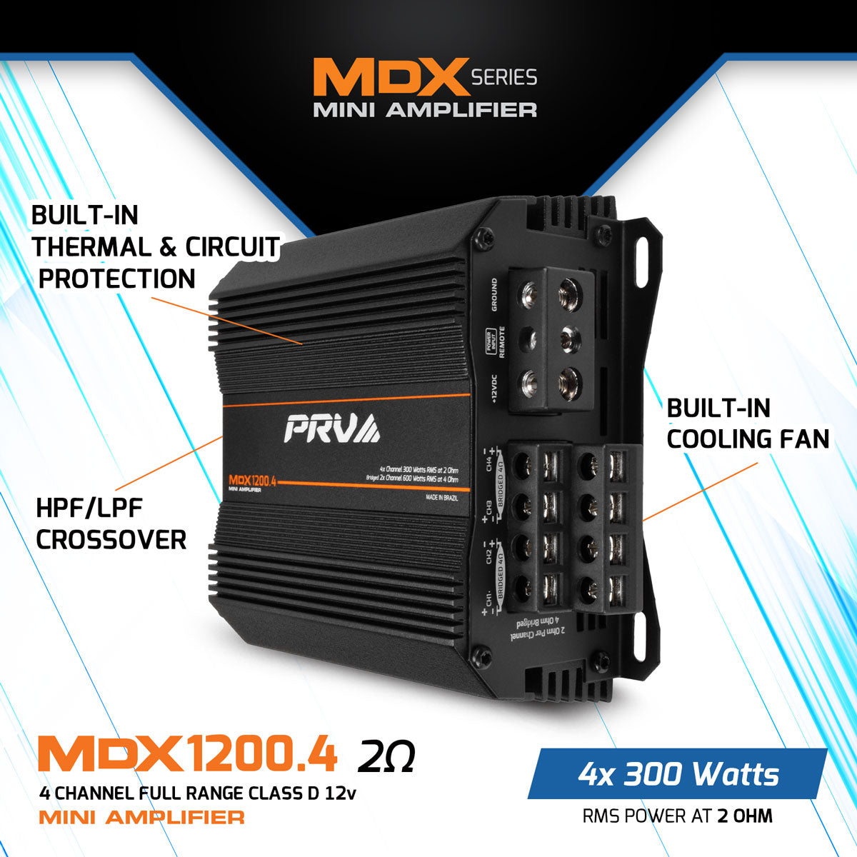 MDX1200.4 2 Ohm PRV 4 Channel Full Range Amplifier PRV