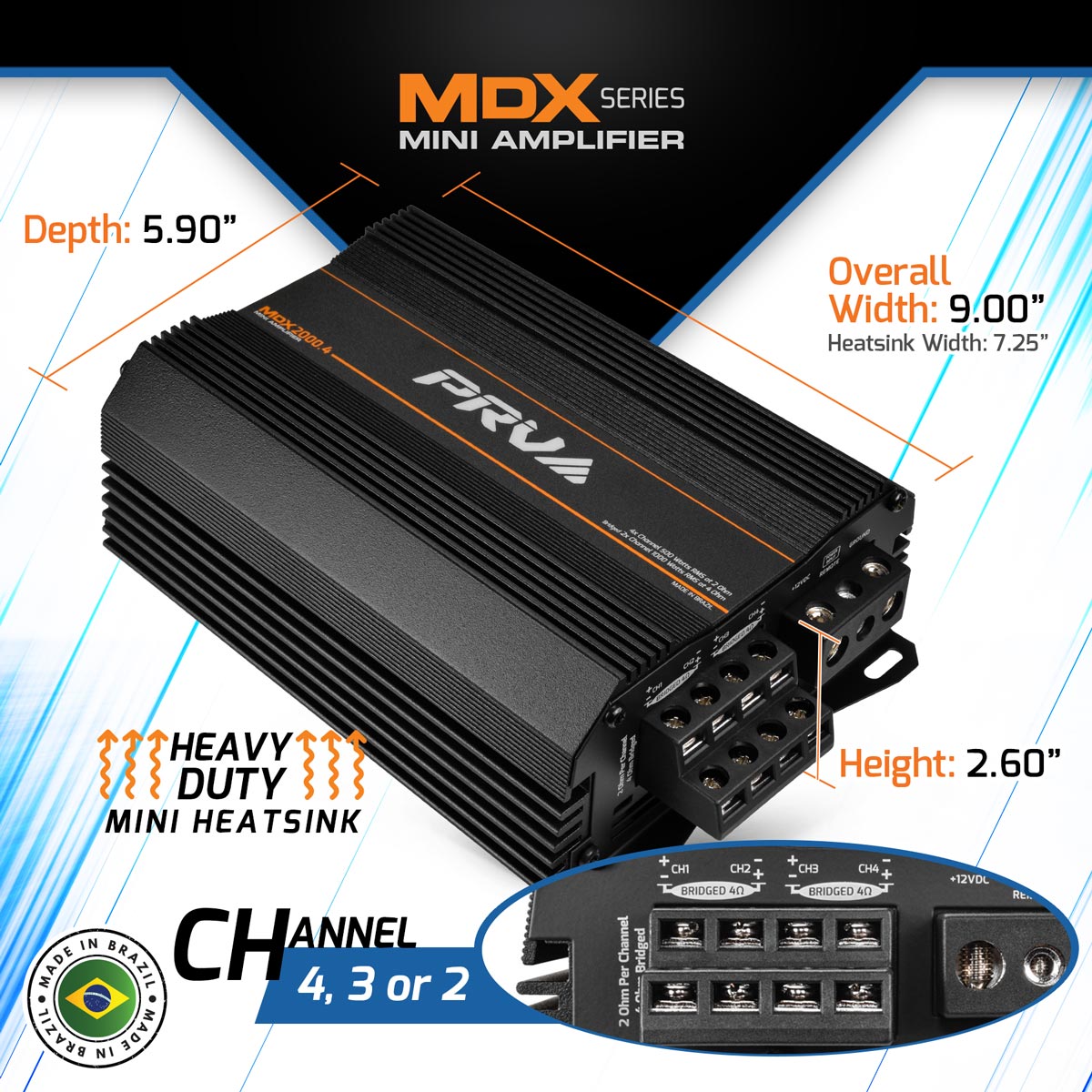 PRV Audio MDX2000.4 4-Channel Full Range Mini Amplifier 2-Ohm PRV Audio