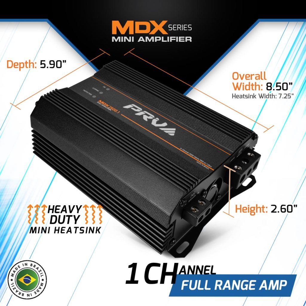 PRV Audio MDX2500.1 2600W RMS Class D Monoblock Full Range Mini Amplifier 1-Ohm PRV Audio