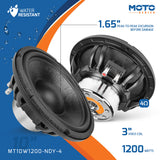 PRV Audio MT10W1200-NDY-4 10 Inch Motorcycle Midbass Woofer 4 Ohm