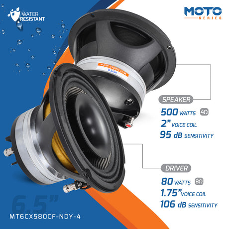 PRV Audio MT6CX580CF-NDY-4 6.5in Carbon Fiber Coaxial Speaker 4 Ohm