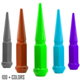 24 Pc 14x1.5 Spike Lug Nuts 4.5" Tall - Powder Coated - Various Colors