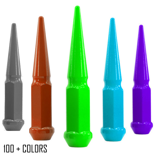 32 Pc 14x1.5 Spike Lug Nuts 4.5" Tall - Powder Coated - Various Colors