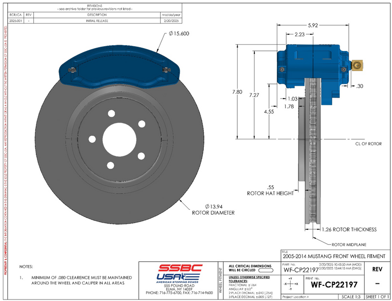 American Made R6-Redline 6 Piston Billet Aluminum Direct Fit Front Disc Brake Kit W/DS Rotors. Red A551-20R-DS