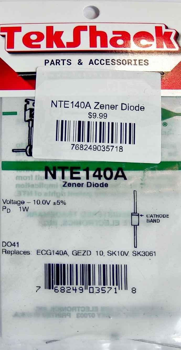NTE140A Zener Diode 3.9V 1W DO-41 Through-Hole NTE