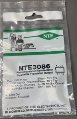 NTE3086 Phototransistor Optoisolator Dual NPN Transistor Output ~ NOS NTE