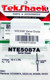 NTE5087A Zener Diode 3.9V 0.5W DO-35 Through-Hole NTE