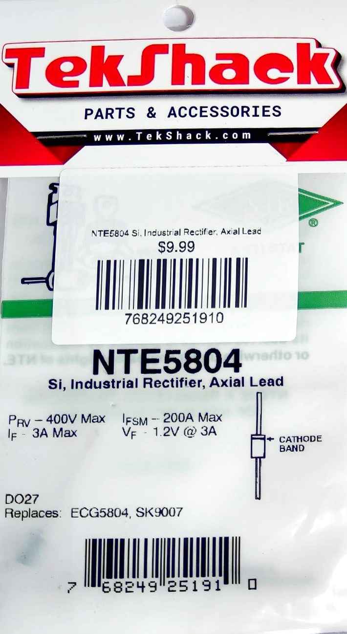 NTE5804 Si, Industrial Rectifier, Axial Lead NTE