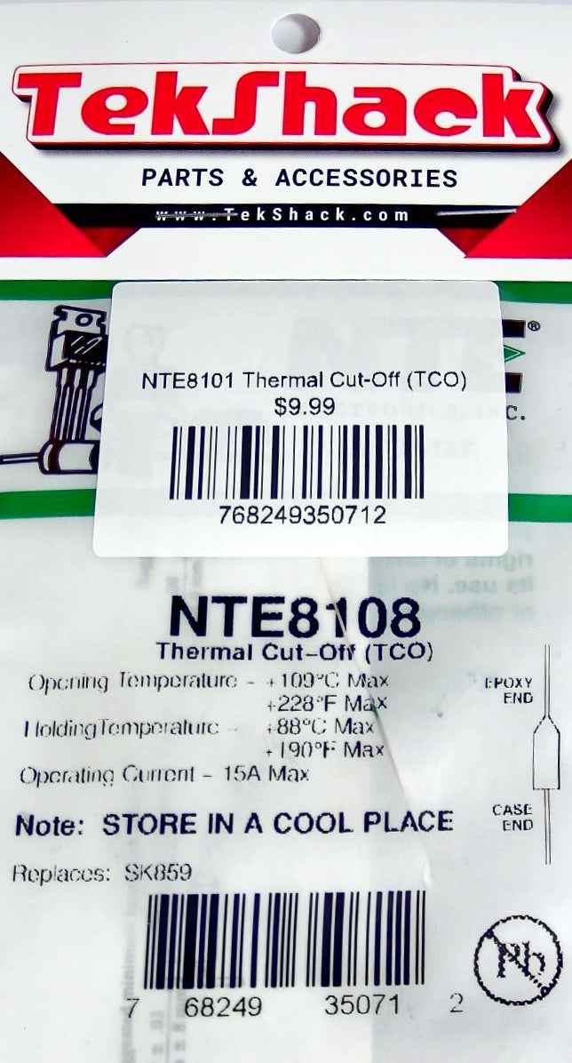 NTE8108 Thermal Cut-Off (TCO) NTE