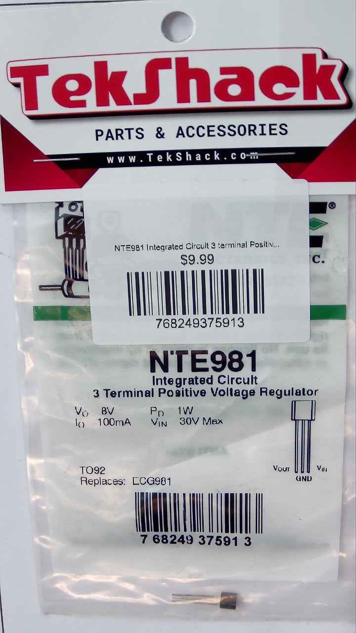 NTE981 Integrated Circuit 3 terminal Positive Voltage Regulator NTE