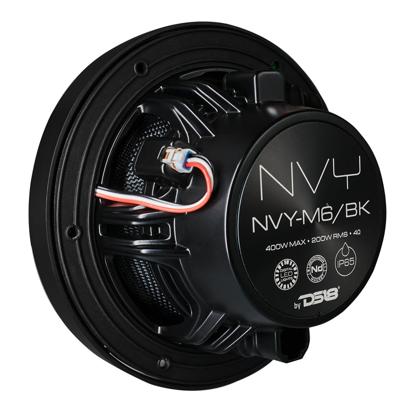 6.5” Marine Coaxial Speaker With Kevlar Cone, Bullet Tweeter, Neodymium Magnet, and Digital LED Lights | 200W RMS 4-Ohm