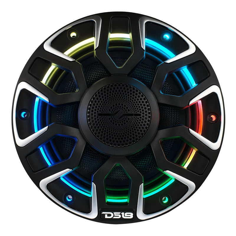 6.5” Marine Coaxial Speaker With Kevlar Cone, Bullet Tweeter, Neodymium Magnet, and Digital LED Lights | 200W RMS 4-Ohm