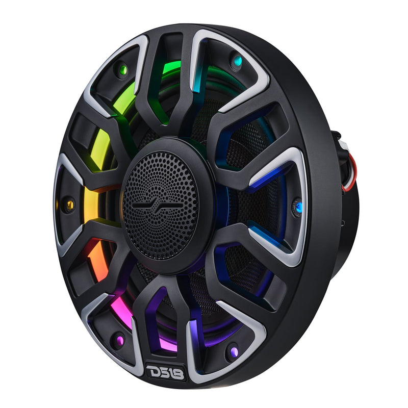 6.5” Marine Coaxial Speaker With Kevlar Cone, Bullet Tweeter, Neodymium Magnet, and Digital LED Lights | 200W RMS 4-Ohm