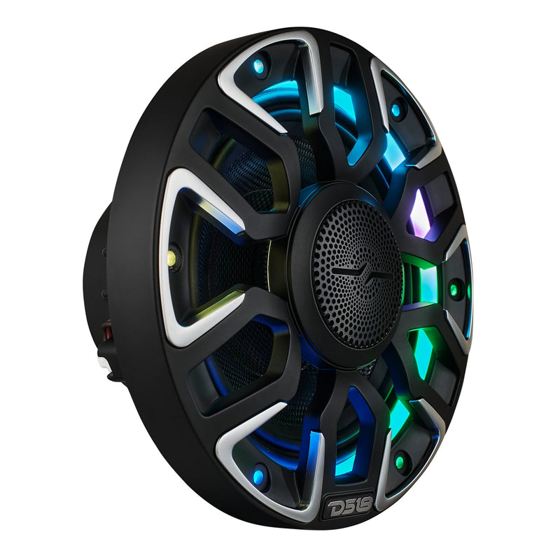 6.5” Marine Coaxial Speaker With Kevlar Cone, Bullet Tweeter, Neodymium Magnet, and Digital LED Lights | 200W RMS 4-Ohm